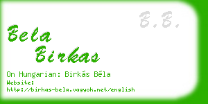 bela birkas business card
